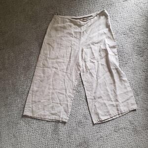 Eileen Fisher Linen Cropped Wide Leg Pants Comfortable Casual Petite Medium
